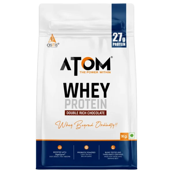ATOM Whey Protein | USA Labdoor Certified For Accuracy & Purity | Double Rich Chocolate | 1 kg