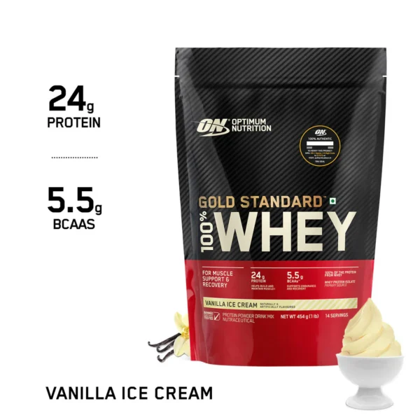 ON Gold Standard 100% Whey Protein Powder | Vanilla Ice Cream | 1 lbs