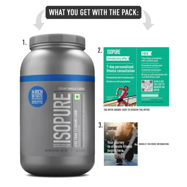 Isopure Whey Protein Isolate Powder with Vitamins for Immune Support |Creamy Vanilla | 1 Kg