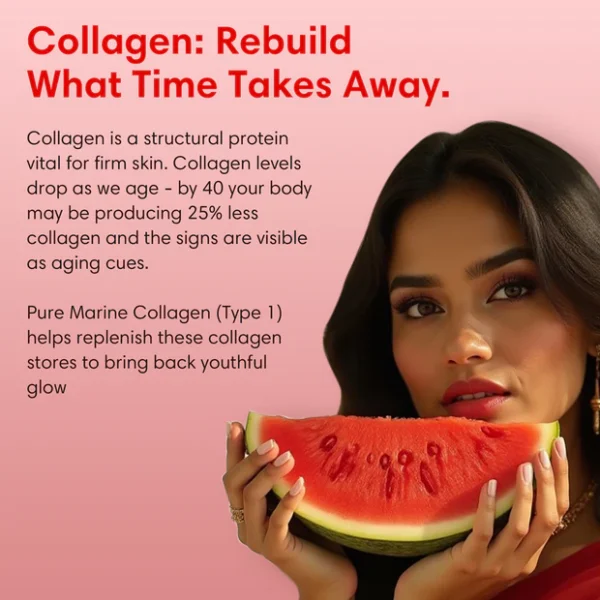 Food Strong Hydrolyzed Marine Collagen - 210 gm (0.46 Lb), Watermelon