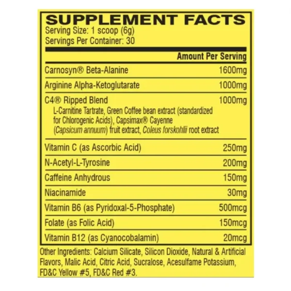 Cellucor C4 Ripped Pre Workout Powder Topical Punch – Creatine Free + Sugar Free Preworkout Energy Supplement for Men & Women – 30 Servings