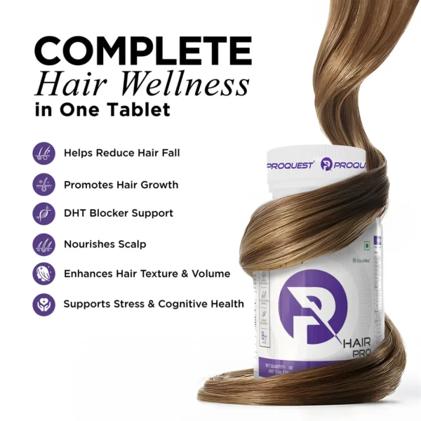 PROQUEST Hair Pro Hair Vitamins for Support Hair Growth, Reduced Hair Fall & Improves Hair Density.