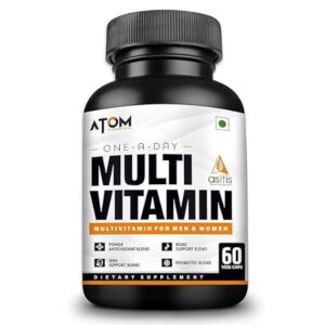 AS-IT-IS Nutrition ATOM Daily Multivitamin for Men & Women, 60 Capsules | Powerful Blend of 31 Vital Nutrients - Vitamins, Minerals, Herbal extracts & Probiotic for Enhancing Energy, Stamina & immunity| Supports Bone, Skin & Overall Health