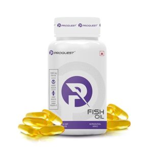 Proquest Fish Oil 1000mg Omega-3 Softgels with Vitamin E | EPA 180mg & DHA 120mg | Heart, Eye, Skin, Hair, Muscle, Brain, and Joint Support | 60 Capsules