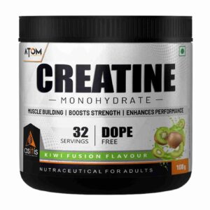 Asitis Nutrition ATOM Creatine Monohydrate (100 grams Powder, 32 Servings, Kiwi Fusion Flavour) | Dope Free | Enhances Performance | Promotes Muscle Gains