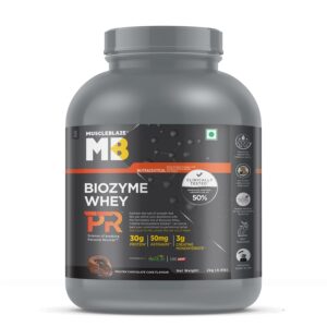 MuscleBlaze Biozyme Whey Protein PR Powder with 30g Protein, 3g Creatine Monohydrate & 50mg AstraGin (Molten Chocolate Cake, 2kg / 4.4lbs) | Trustified Gold Certified