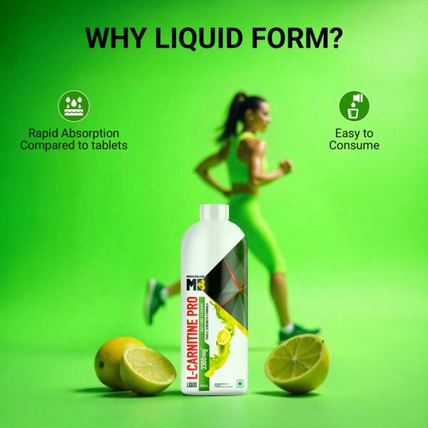 MuscleBlaze Liquid L-Carnitine PRO (Key Lime, 450ml) | 3300mg L- Carnitine |Triple Strength Formula
