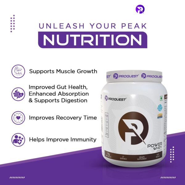 ProQuest Whey Protein (Café Mocha, 1 KG / 2.2 lb / 27 Servings) | 24g Protein Per Scoop | 5.3g BCAA & 11.9g EAA |Lab Tested, Added Probiotics & Digezyme® for Fast & Easy Digestion