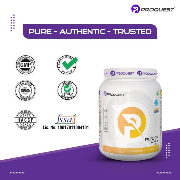 ProQuest Whey Protein (Mango Rush, 2 KG / 4.4 lb / 55 Servings) | 24g Protein Per Scoop | 5.3g BCAA & 11.9g EAA |Lab Tested, Added Probiotics & Digezyme® for Fast & Easy Digestion