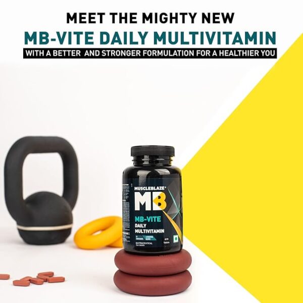 MuscleBlaze MB-Vite Daily Multivitamin (60 Tablets) | With 51 Ingredients & 6 Blends, Vitamins & Minerals, Prebiotic & Probiotics, Amino Acid Blends | For Energy, Stamina & Recovery