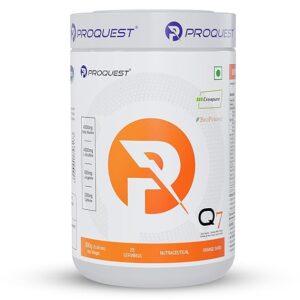 Proquest Nutrition Q7 Pre-Workout (Orange Oasis, 25 Servings 300g) | Per serve- Beta Alanine 4000 mg, L-Arginine 600 mg, Creapure® 750mg, Caffeine 200mg | Muscle Pump, Performance, Energy, Recovery, Focus & Endurance