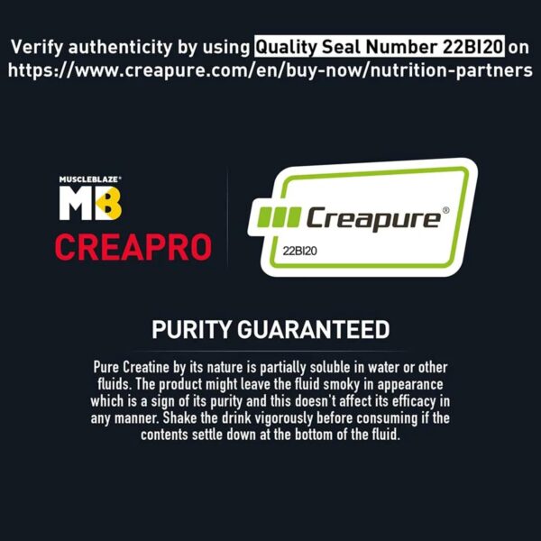 MuscleBlaze CreaPRO Creatine Monohydrate Powder with Creapure, Fruit Punch (62 Servings, 250g)