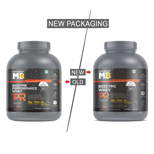 MuscleBlaze Biozyme Whey Protein PR Powder with 30g Protein, 3g Creatine Monohydrate & 50mg AstraGin (Chocolate Fudge, 2kg / 4.4lbs) | Trustified Gold Certified