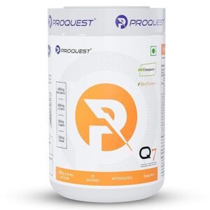 Proquest Nutrition Q7 Pre-Workout (Mango Rush, 25 Servings 300g) | Per serve- Beta Alanine 4000 mg, L-Arginine 600 mg, Creapure® 750mg, Caffeine 200mg | Muscle Pump, Performance, Energy, Recovery, Focus & Endurance