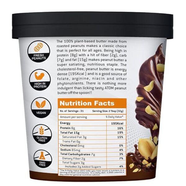 AS-IT-IS ATOM Chocolate Peanut Butter Crunchy 1Kg | Gluten Free | Cholesterol Free…