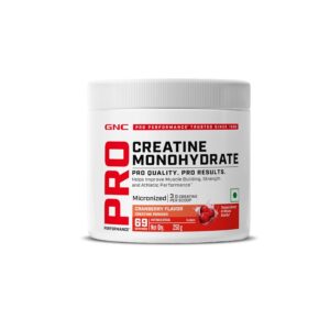 GNC Pro Performance Creatine Monohydrate - 3000mg Creatine Per Scoop | Micronized for Faster Absorption | Boosts Energy, Muscle Volume & Performance | Gluten-Free | Cranberry | 250gm