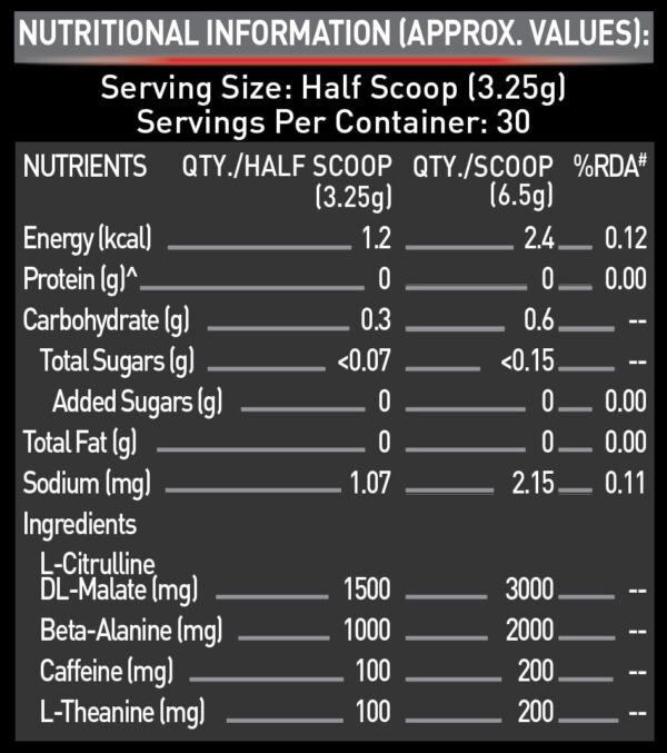 MuscleBlaze Pre Workout 200 Xtreme (Berry Bolt, 30 Servings, 100g) | 200mg Caffeine, 200mg Theanine, 2000mg Beta Alanine, 3000mg Citrulline