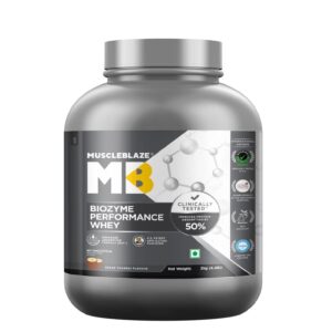 MuscleBlaze Biozyme Performance Whey Protein Powder, Kesar Thandai (2kg / 4.4lbs) | 25g Protein Per Scoop | Clinically Tested 50% Higher Protein Absorption