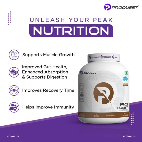 ProQuest Isolate Whey Protein Iso Quest (Milk Chocolate, 2KG / 4.4 lb / 60 Servings) | 27g Protein Per Scoop | Low Fat & 12.5g EAA | Lab Tested & Easily Digestive | Faster Muscle Support & Recovery
