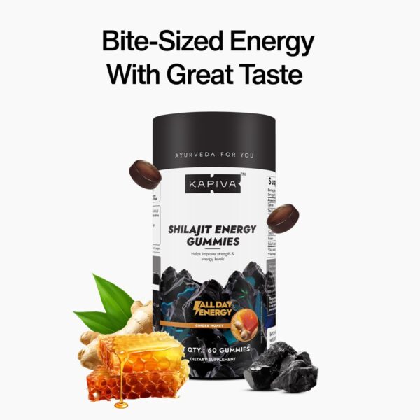 Kapiva Himalayan Shilajit/Shilajeet Gummies | 225mg Shilajit/Gummy | Ginger Honey Flavour | NABL-Certified Gummy | Boosts Energy Levels, Endurance & Stamina | No Added Sugar | Gelatin Free | 30 Gummies