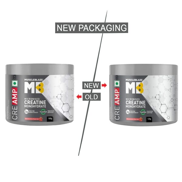 MuscleBlaze Micronised Creatine Monohydrate CreAMP Powder, Watermelon Kool Aid (30 Servings, 120g) | Trustified Certified Creatine