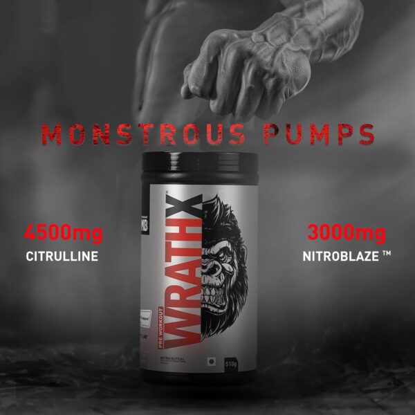 MuscleBlaze Pre Workout WrathX with Creapure Powder, Nitroblaze & BioPerine (Cola Frost, 510g, 30 Servings)