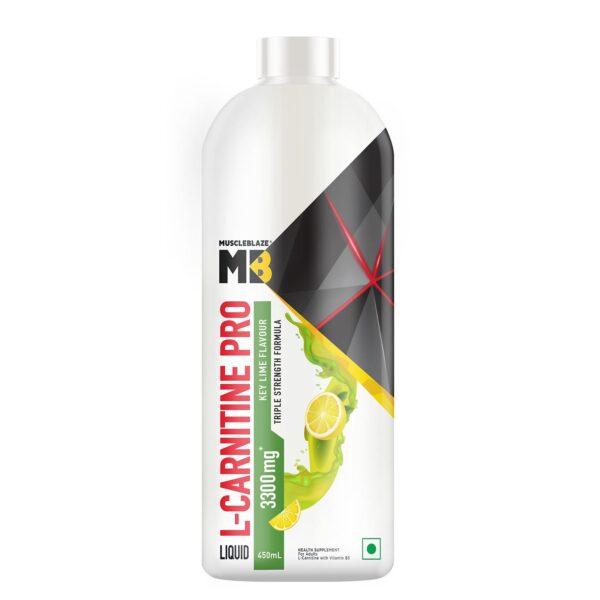MuscleBlaze Liquid L-Carnitine PRO (Key Lime, 450ml) | 3300mg L- Carnitine |Triple Strength Formula