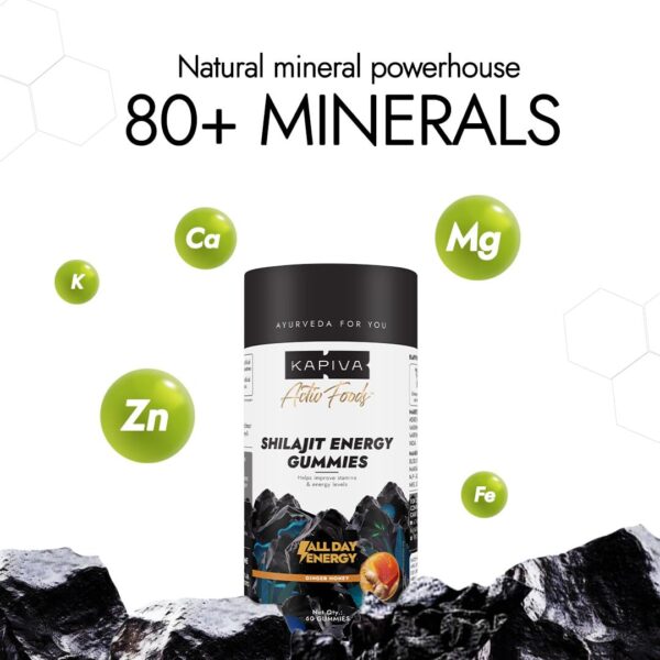 Kapiva Himalayan Shilajit/Shilajeet Gummies | 225mg Shilajit/Gummy | Ginger Honey Flavour | NABL-Certified Gummy | Boosts Energy Levels, Endurance & Stamina | No Added Sugar | Gelatin Free | 30 Gummies
