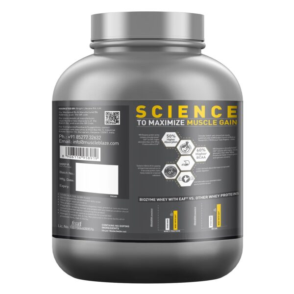 MuscleBlaze Biozyme Iso-Zero, Low Carb Whey Protein Isolate Powder | 27g Isolate Whey Per Scoop (Cookies & Cream, 2kg / 4.4lbs) | USA Patent-Published Enhanced Absorption Formula (EAF)