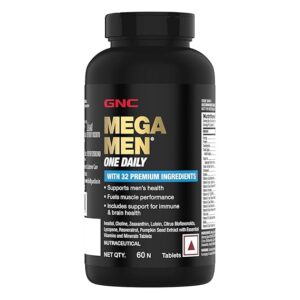 GNC Mega Men One Daily Multivitamin | 60 Tablets | 32 Premium Ingredients | Promotes Men's Well-Being | Supports Muscle Function | Boosts Immunity | Improves Memory & Focus | Formulated In USA