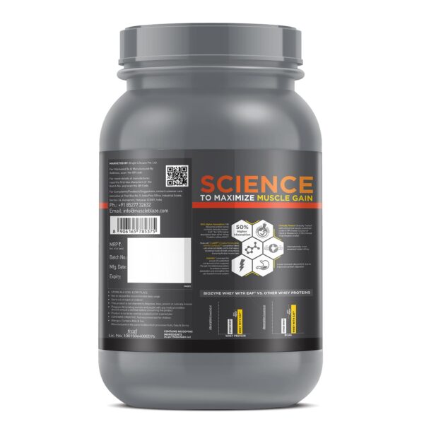 MuscleBlaze Biozyme Whey Protein PR Powder with 30g Protein, 3g Creatine Monohydrate & 50mg AstraGin (Molten Chocolate Cake, 1kg / 2.2lbs) | Trustified Gold Certified