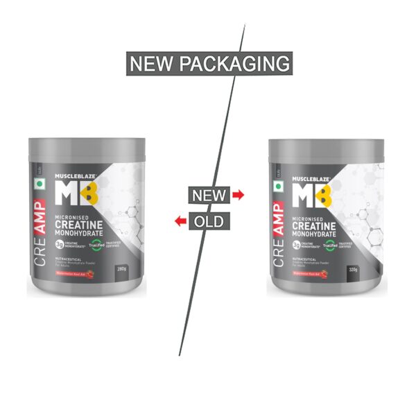 MuscleBlaze Micronised Creatine Monohydrate CreAMP Powder, Watermelon Kool Aid (80 Servings, 320g) |Trustified Certified Creatine