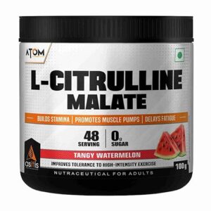 AS-IT-IS Nutrition ATOM L-Citrulline Malate Powder 2000mg, Boosts Nitric acid & Muscle recovery, Supports Endurance & Muscle Pump, Pre-Workout Supplement Men & Women, 100gm, 48 serves, Water Melon