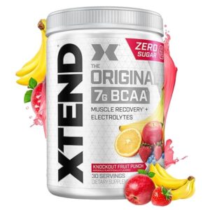 Xtend Original BCAA Powder (Knockout Fruit Punch) - Sugar Free Workout Muscle Recovery Drink with 7g BCAA, | Amino Acid Supplement with L Glutamine & Electrolytes - 405 Gms (30 Servings)