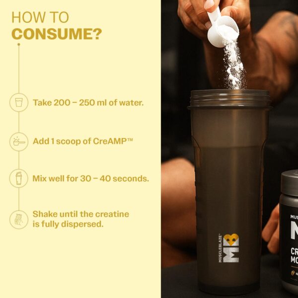 MuscleBlaze Micronised Creatine Monohydrate CreAMP Powder, Citrus Blast (30 Servings, 120g) | Trustified Certified Creatine