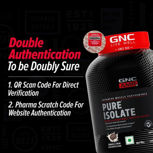 GNC AMP Pure Isolate Low Carb | Boosts Athletic Performance | Builds Lean Muscles | Speeds Up Recovery | Increases Strength | USA Formulated | 25g Protein | 6g BCAA | Cookies & Cream | 4 lbs