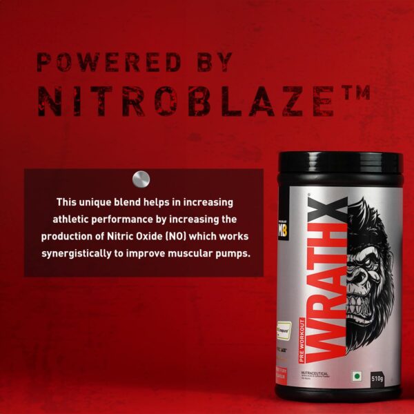 MuscleBlaze Pre Workout WrathX with Creapure, Nitroblaze & BioPerine (Fruit Fury, 510g, 30 Servings)