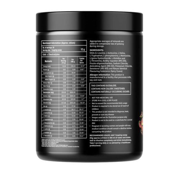 Foodstrong EAA 9000 with Hydrating Electrolytes, Raw Mango Flavour, 9g Essential Amino Acids (EAA) & 6g BCAA Per Serving – Supports Muscle Recovery & Rehydration – 300g, 25 Servings
