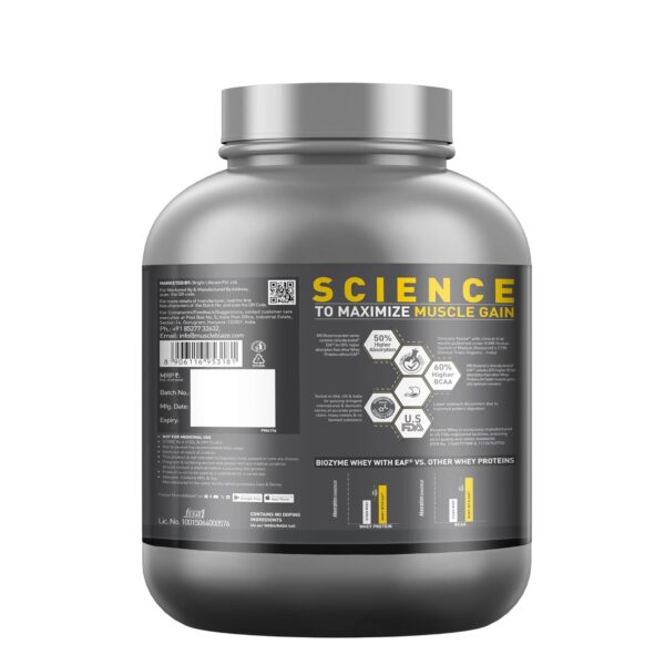 MuscleBlaze Biozyme Performance Whey Protein Powder, Rich Chocolate (2kg / 4.4lbs) | 25g Protein Per Scoop | Clinically Tested 50% Higher Protein Absorption
