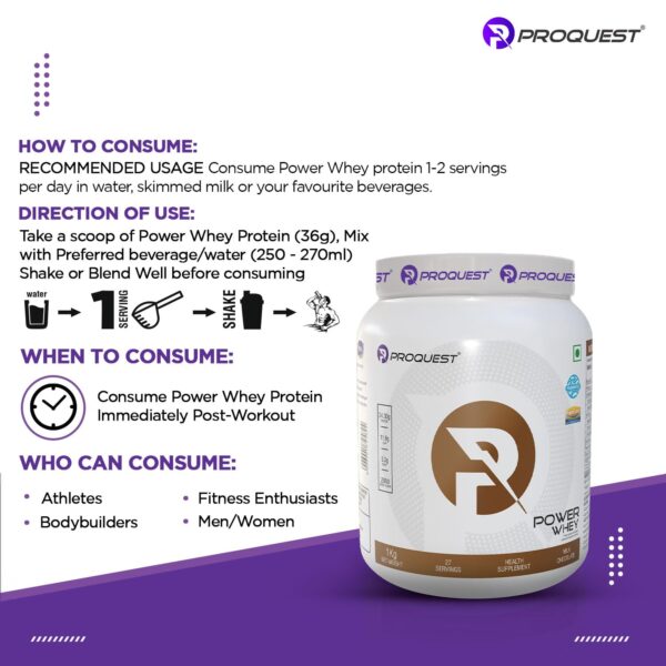 ProQuest Whey Protein (Milk Chocolate, 1 KG / 2.2 lb / 27 Servings) | 24g Protein Per Scoop | 5.3g BCAA & 11.9g EAA |Lab Tested, Added Probiotics & Digezyme® for Fast & Easy Digestion