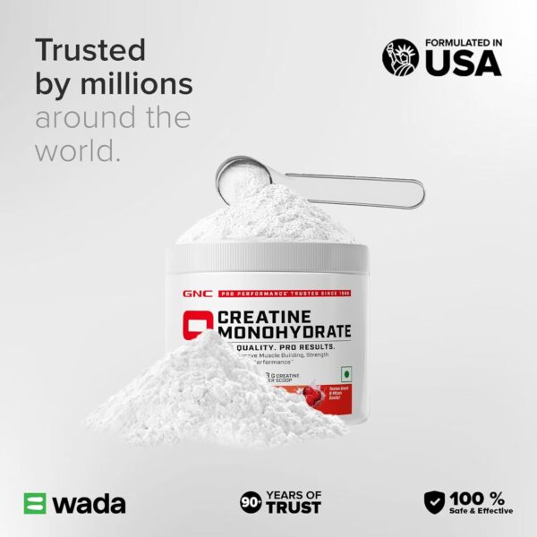 GNC Pro Performance Creatine Monohydrate - 3000mg Creatine Per Scoop | Micronized for Faster Absorption | Boosts Energy, Muscle Volume & Performance | Gluten-Free | Cranberry | 250gm