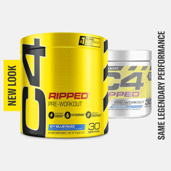 Cellucor C4 Ripped Explosive Pre-Workout & Cutting Formula 180g (30 Servings)ICY BLUE RAZZ