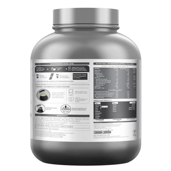 MuscleBlaze Biozyme Performance Whey Protein Powder, French Vanilla Creme (2kg / 4.4lbs) | 25g Protein Per Scoop | Clinically Tested 50% Higher Protein Absorption