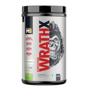 MuscleBlaze Pre Workout WrathX with Creapure, Nitroblaze & BioPerine (Sour Green, 510g, 30 Servings)