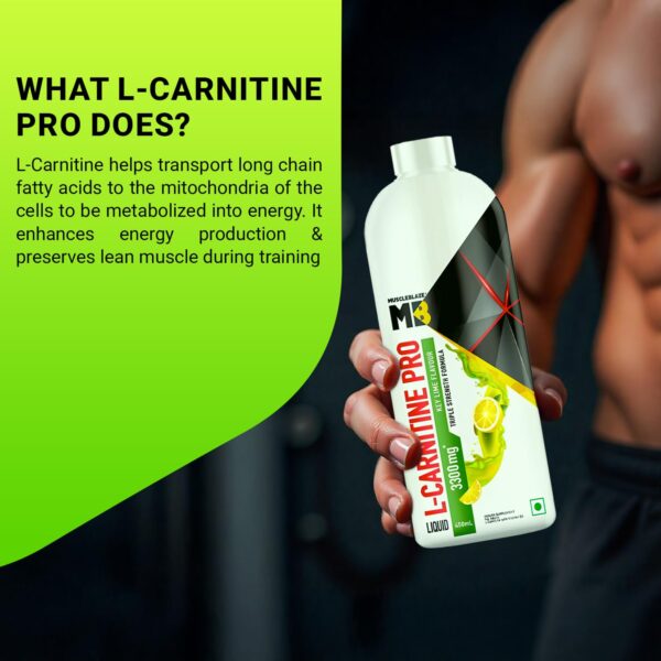 MuscleBlaze Liquid L-Carnitine PRO (Key Lime, 450ml) | 3300mg L- Carnitine |Triple Strength Formula