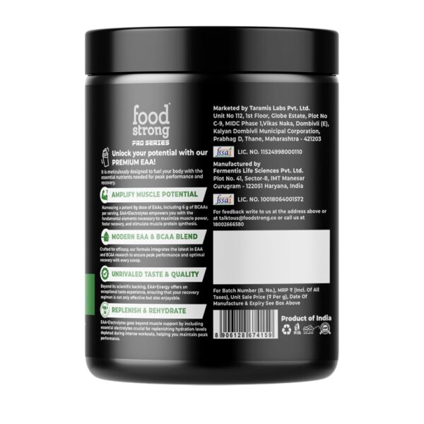 Foodstrong EAA 9000 with Hydrating Electrolytes, Raw Mango Flavour, 9g Essential Amino Acids (EAA) & 6g BCAA Per Serving – Supports Muscle Recovery & Rehydration – 300g, 25 Servings