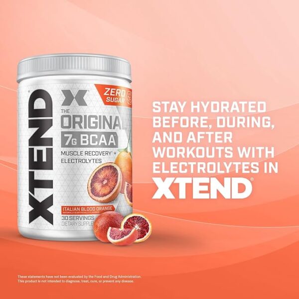Scivation Xtend Original Bcaa Powder (Italian Blood Orange) - Sugar Free Workout Muscle Recovery Drink With 7G Bcaa,, Amino Acid Supplement With L Glutamine & Electrolytes - 426 Gms (30 Servings)