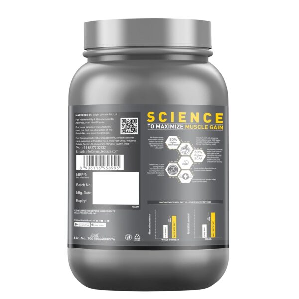 MuscleBlaze Biozyme Performance Whey Protein Powder, Chocolate Hazelnut (1kg / 2.2lbs) | 25g Protein Per Scoop | Clinically Tested 50% Higher Protein Absorption
