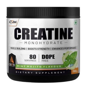 Asitis Nutrition Atom Creatine Monohydrate Powder 250 grams - 80 Servings | Dope Free | Enhances Performance | Promotes Muscle Gains | Mint Mojito Flavour