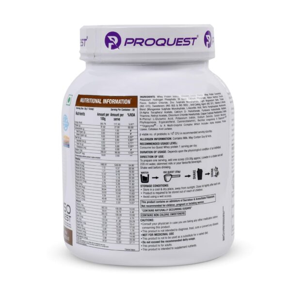 ProQuest Isolate Whey Protein Iso Quest (Milk Chocolate, 1KG / 2.2 lb / 30 Servings) | 27g Protein Per Scoop | Low Fat & 12.5g EAA | Lab Tested & Easily Digestive | Faster Muscle Support & Recovery